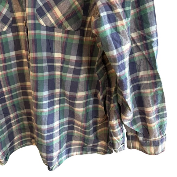 LL Bean Womens Relaxed Fit Plaid Flannel Top Size 2X English Countryside Barn - Picture 7 of 13